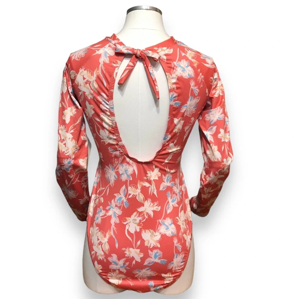 OP OCEAN PACIFIC Orange Floral Cut-Out One Piece Swimsuit